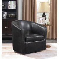 Coaster Furniture 902098 Upholstery Sloped Arm Swivel Accent Chair Dark Brown